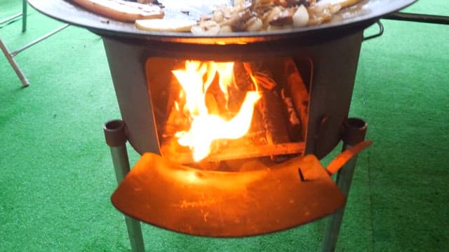 Pork belly and vegetables grilled outdoors