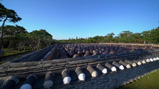 Traditional Korean Jars Displayed Frontyard