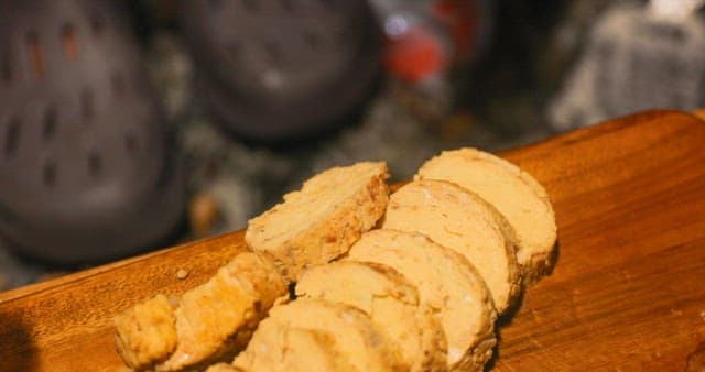 Egg Rolls on a Wooden Cutting Board
