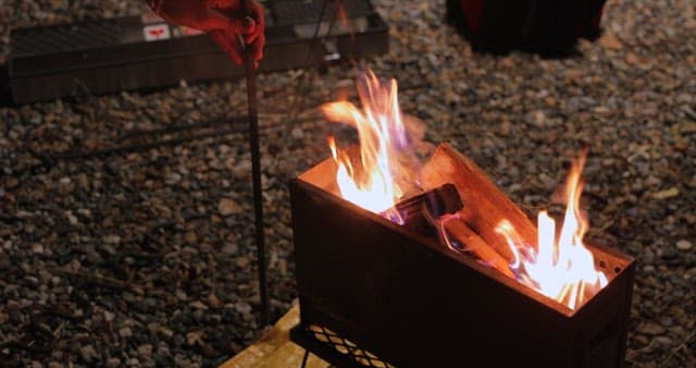 Cozy evening with a warming fire outdoors