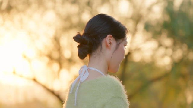 Woman arguing in the park