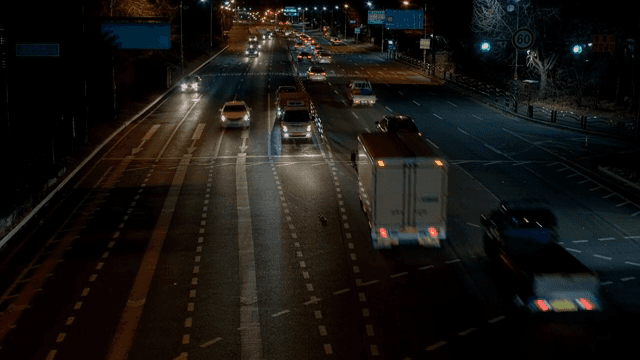 Night traffic on a busy road