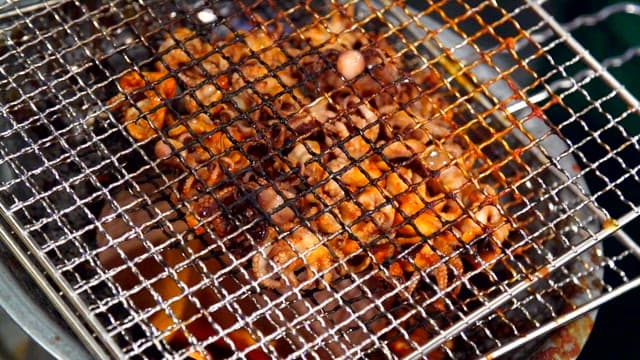 Grilled webfoot octopus grilled on the grill