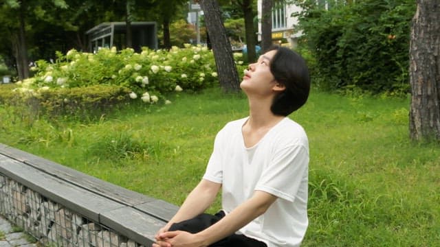 Person sitting on a bench in a park