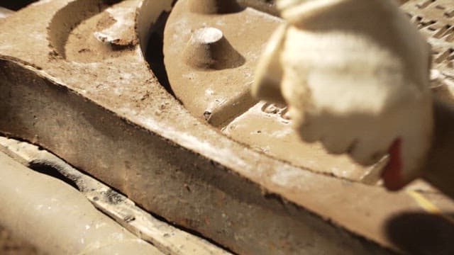 Scene of applying sealant to the casting mold surface