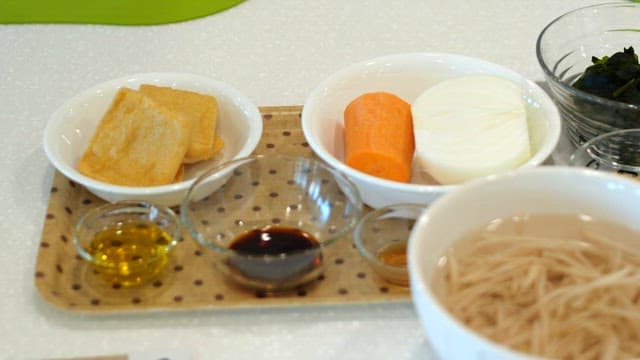 Ingredients laid out on the kitchen counter for cooking