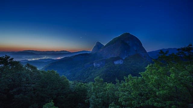 Sunrise over mountainous landscape
