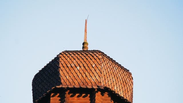 Roof of a wooden structure decorated with elaborate patterns