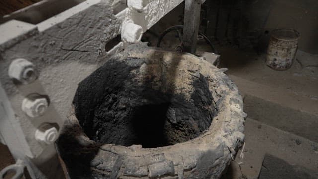 Old industrial furnace in a workshop