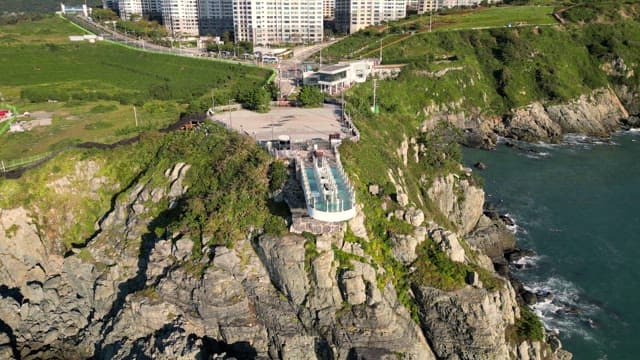 Coastal cityscape with tall buildings