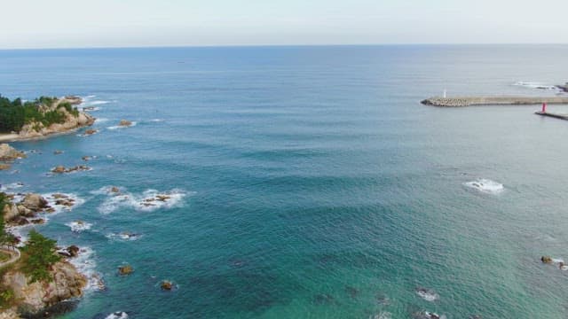 Serene coastline with clear blue waters