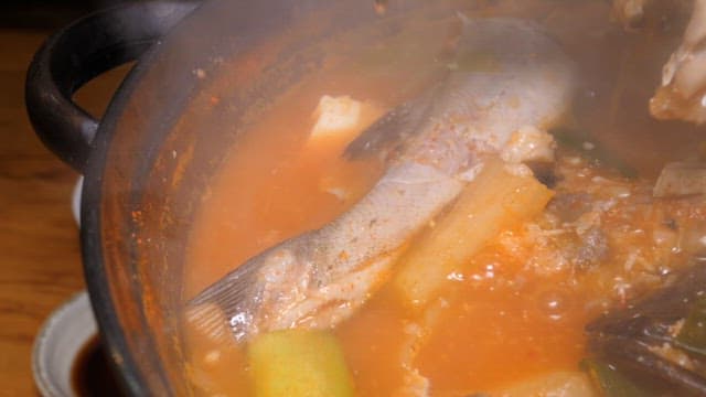 Spicy Fish Stew Boiling in a Pot