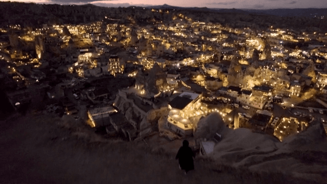 Twilight over a Historical Town with Unique Terrain