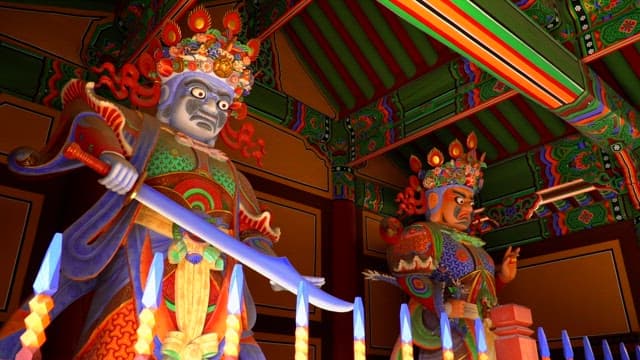 Colorful four guardian kings in a korean traditional temple