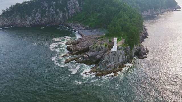 Lighthouse on a rocky coastline
