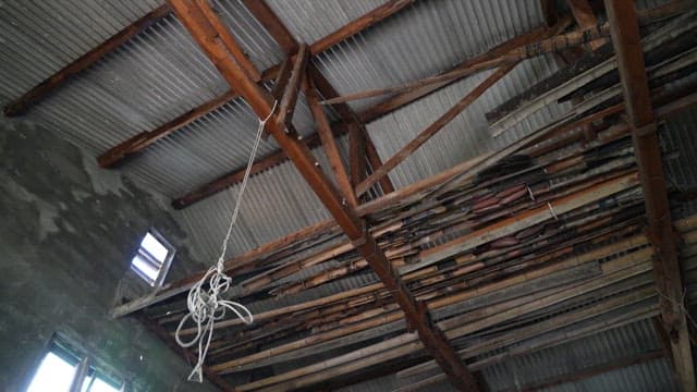 Old Warehouse Interior with Roof Structure