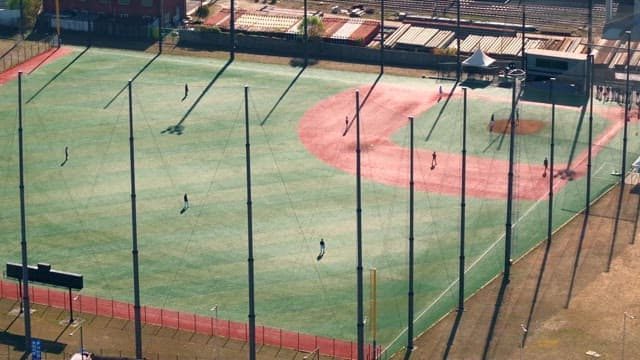 Baseball players practicing on a sunny day