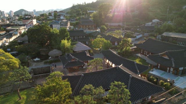 Serene and sunlit Hanok village