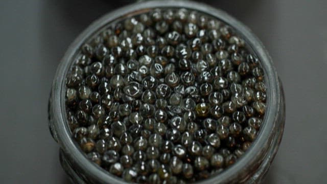 Shimmering Caviar, a Luxury Ingredient in a Glass Jar