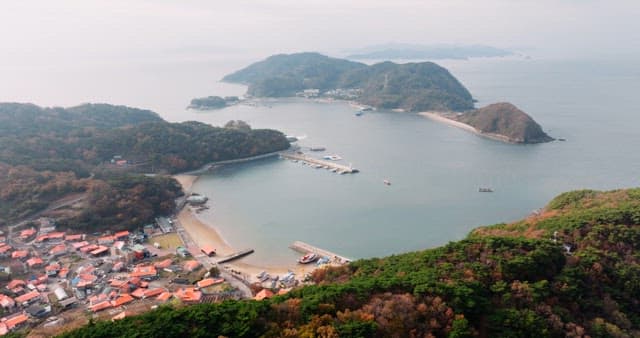 Autumn-Colored Forests and Coastal Villages