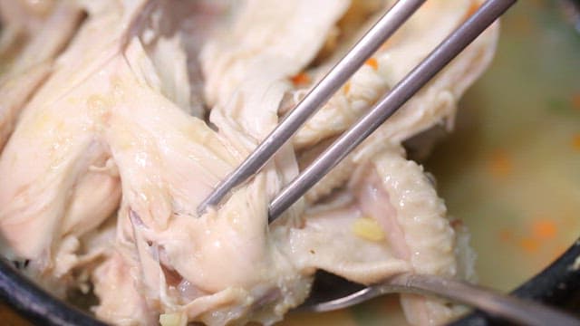 Ginseng chicken soup in a hot pot