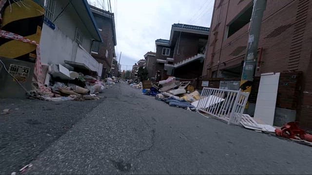 City Alley Littered with Trash