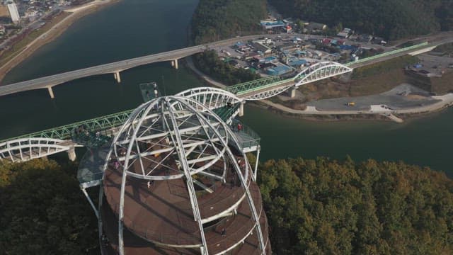 Skywalk Observatory on a Mountain with Many Visitors