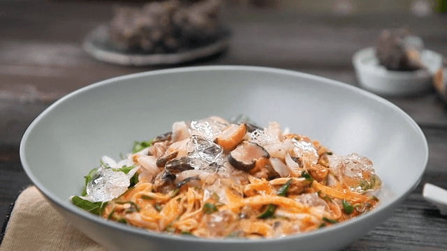 Bowl of Cold Conch Soup Set Appetizingly on the Table