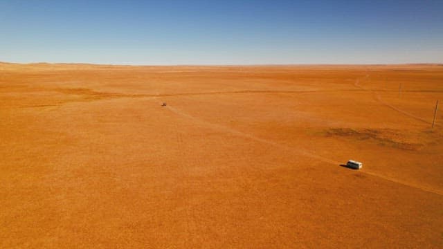 Expansive Desert Landscape with a Lonely Car