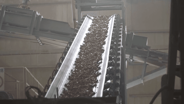 Conveyor belt in a factory processing materials