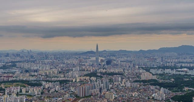 Panoramic view and sky of Seoul, the metropolitan city from day to night