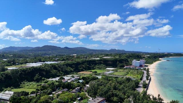 Scenic coastal landscape with mountains