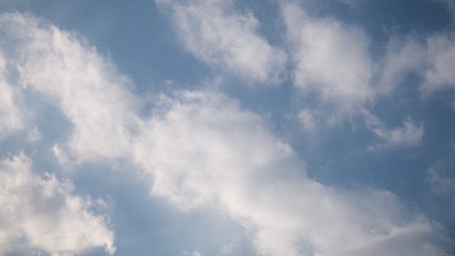 Calm Sky with Birds Flying and Clouds Flowing