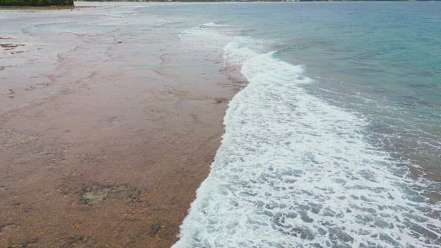 Waves gently lapping on a sandy beach