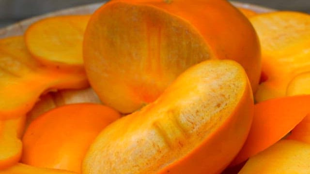 Cross section of a ripe persimmon