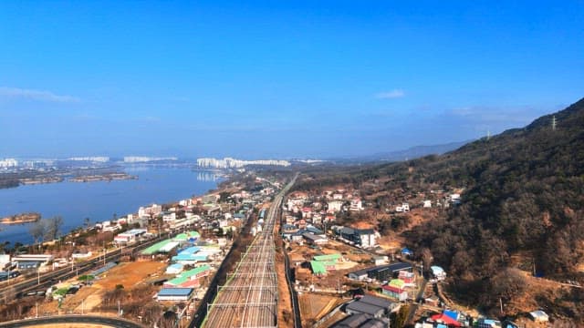 Railway Path Along the Riverside of the Town