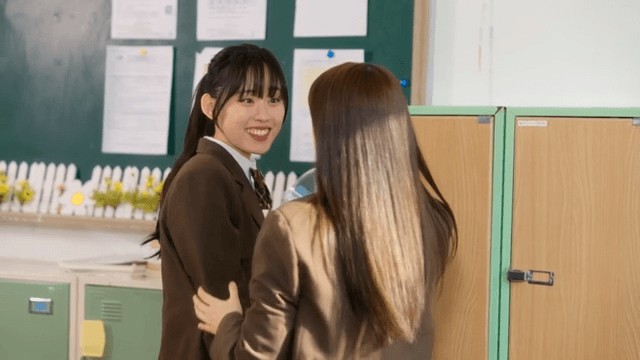 Students chatting near lockers