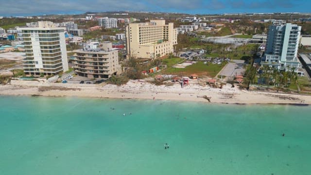 Coastal city with beachfront hotels