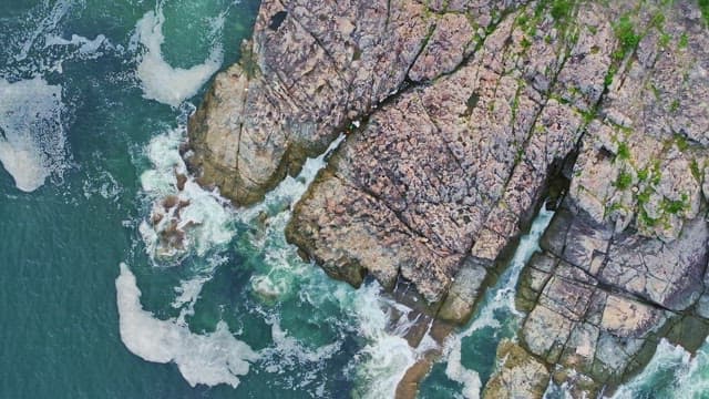 Rocky coastline with waves crashing