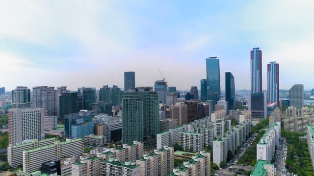 City with Residential Complexes and Business Districts