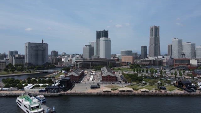 Buildings in Bustling Seaport under the Clear Skies