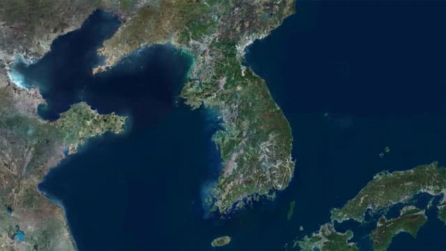 Map of cities in Gyeongsangbuk-do as seen from satellite