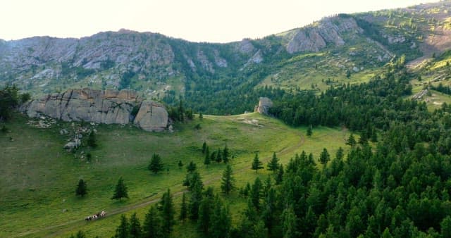 Mountainous landscape with lush greenery