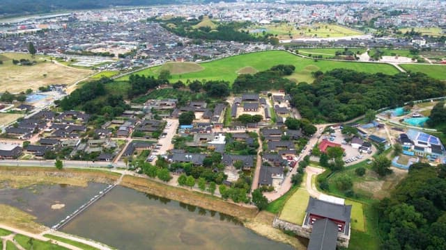 Traditional Korean village and cityscape