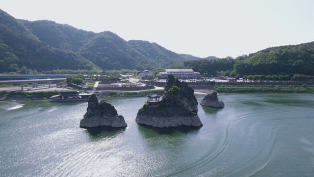 Tranquil Riverside with Traditional Pavilion