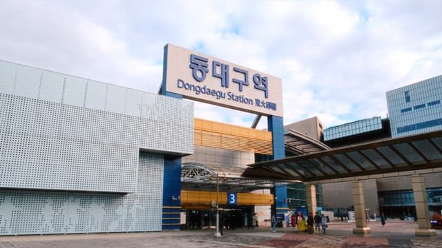 Bustling City Train Station Facade