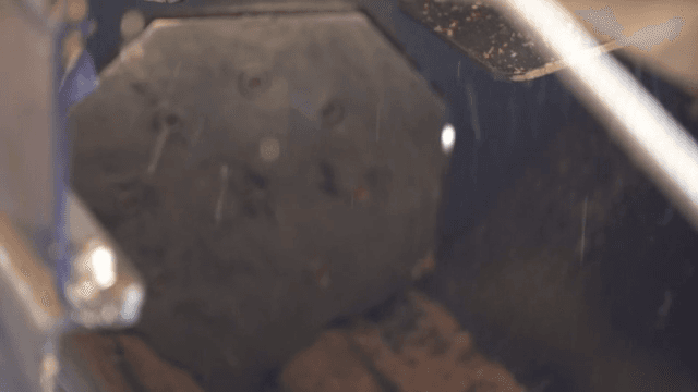 Wood being processed in a machine