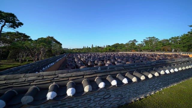 Traditional Korean Jars Displayed Frontyard