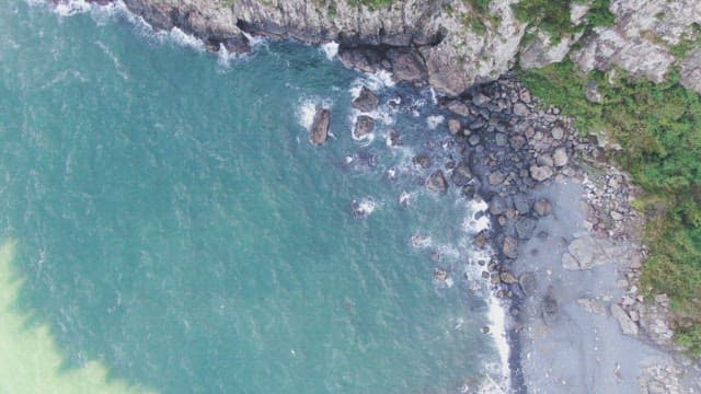 Rocky coastline with waves crashing