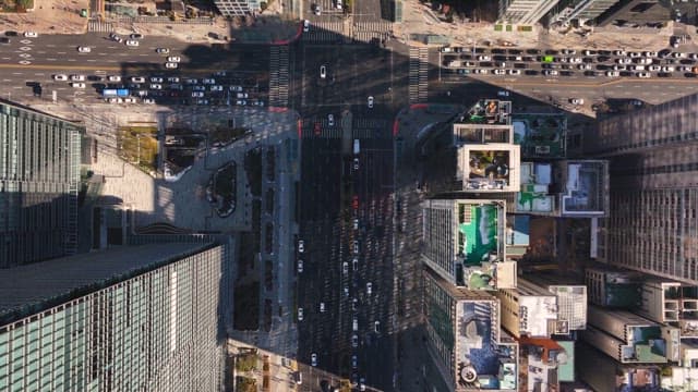 Busy city intersection with traffic